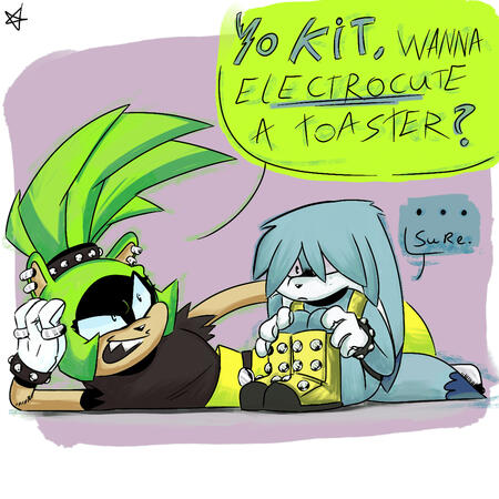 A doodle of Surge and Kitsunami Surge the tenrec and Kitsunami the fennec do not belong to me, they're property of SEGA/Sonic IDW
