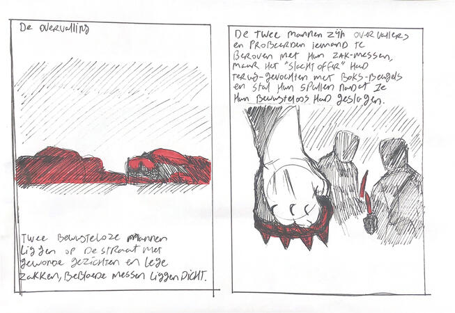 Illustration for a school project (Black stories)