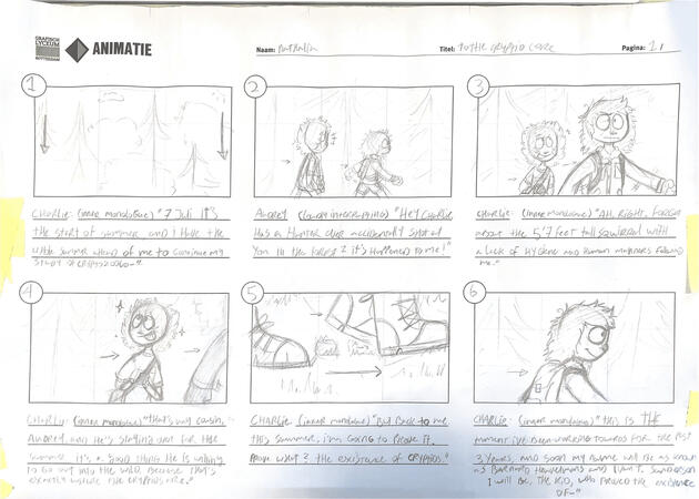Storyboard for an animatic (old) An storyboard for an animatic about Charlie and Audrey (my original characters)
