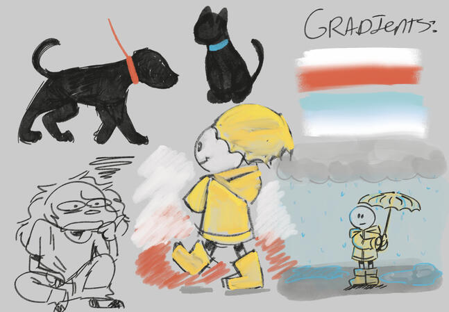 Concept sketches for animations of a weather website Concept sketches for animations of a weather website